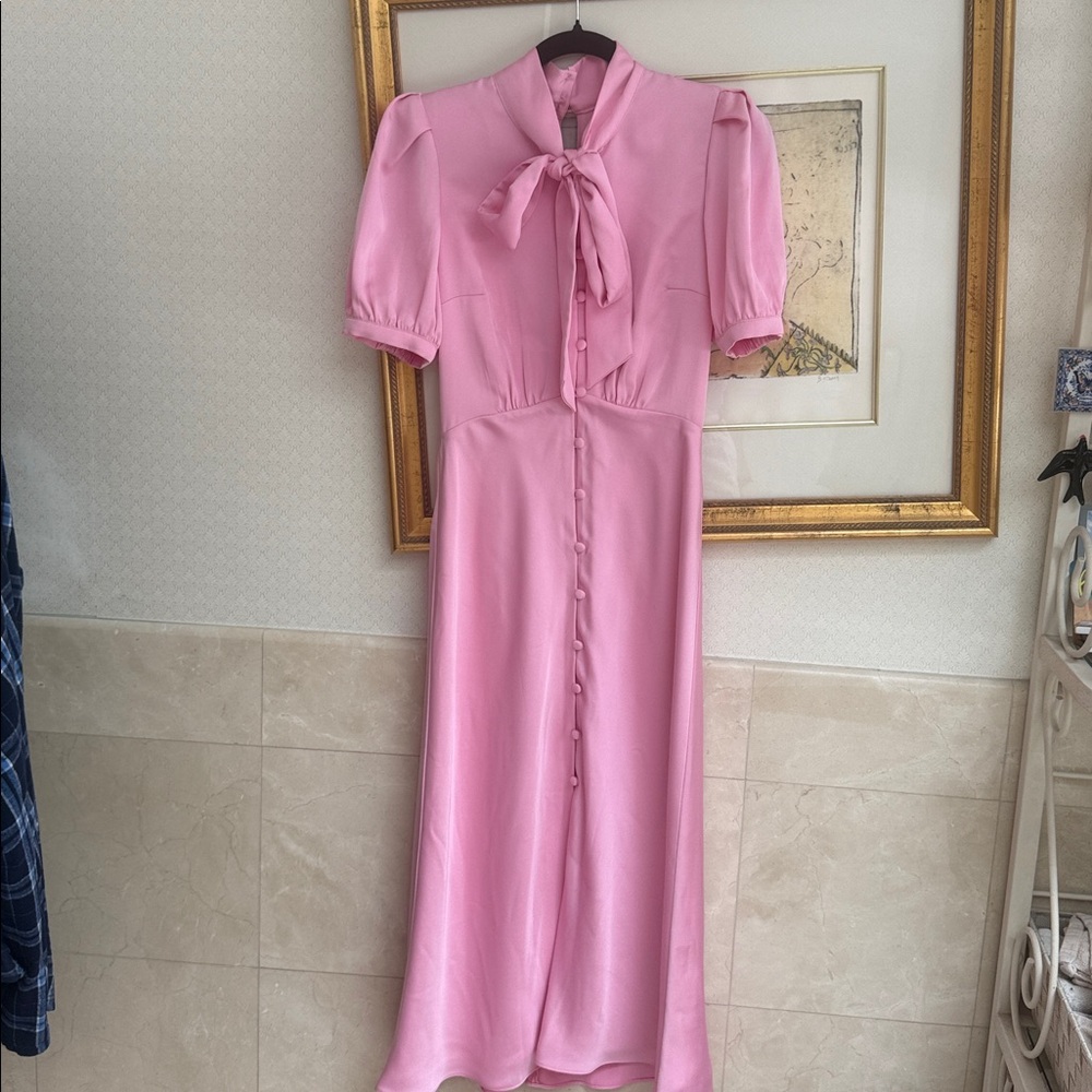 Self-Portrait Pink Puff Sleeve Dress - Picture 2 of 3